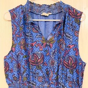 Roller Rabbit Amanda Star Frida Silk Blend Maxi Tassel Dress Boho Blue Large